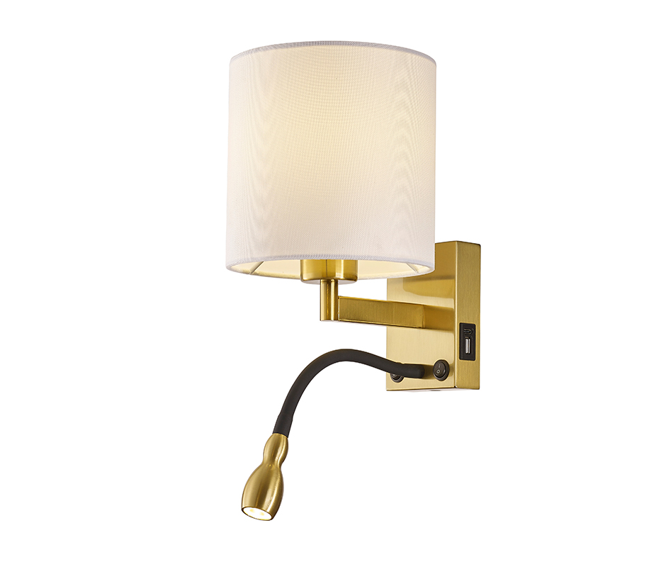 JUNTAO-2307B-1E27+3W USB type-c  BRASS